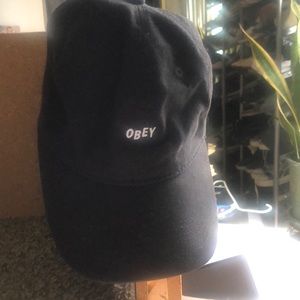 obey lined out black-strap back hat.